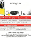 Packing list for 110V Electric Drain Auger Machine Commercial Heavy Duty Copper Spring Sewer Snake with accessories and cutter heads.