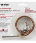 Resideo 24-inch thermocouple kit for gas furnaces, boilers and water heaters; copper tube with metal sensor.