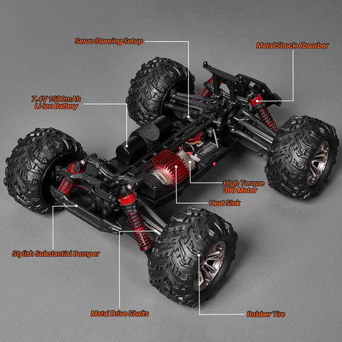 1/16 Scale Hobby Grade RC Monster Truck With 4WD Power And 36 KPH High Speed Off Road Beast chassis details
