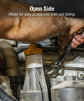 Mechanic using Flare Nut Wrench Set, 9-Piece, SAE And Metric, Fully Polished Chrome on automotive brake lines