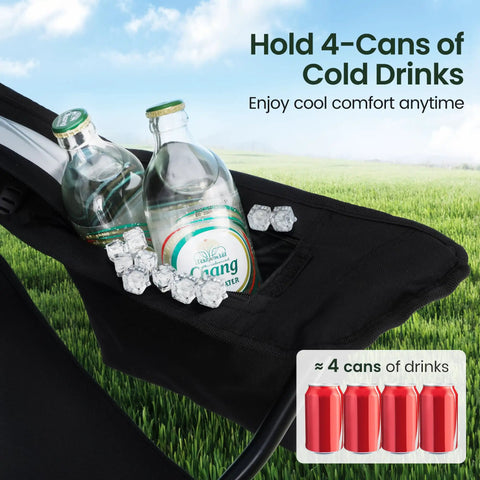 Cooler bag detail on Two Pack Portable Camping Chairs For Adults With Lightweight Folding Design, Mesh Cup Holder, Cooler Bag, Side Pocket
