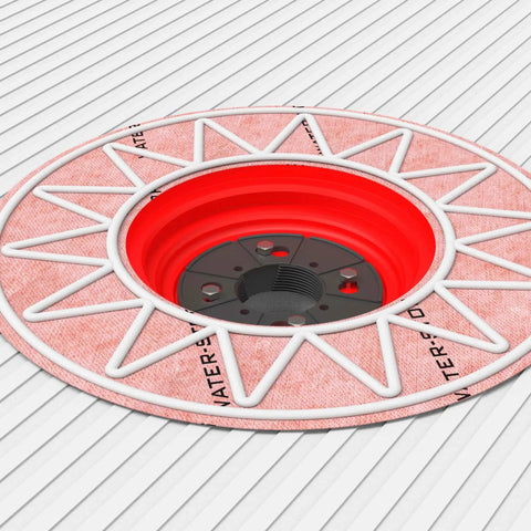 Heavy Duty Water Stop Drain Flashing Set With Adjustable Height Connector For A No Sweat Leak Free Shower Pan Build And Tight Waterproofing Seal Results, red and white drain component.