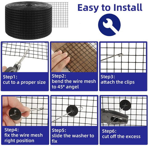 Zero Drama Setup 1/2 Inch Solar Panel Critter Guard Mesh instructional steps for installation with stainless clamps.