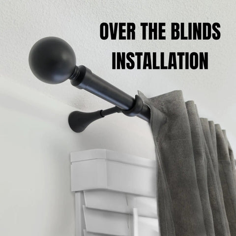 Beefy Heavy Duty Curtain Rod Brackets For Wall Mounts Extra Long 6 Inch Rod Holders For Heavy Curtains Fits Three Quarters To One Inch Rods 2 Pack Extended Wall Mount Brackets Black over blinds installation