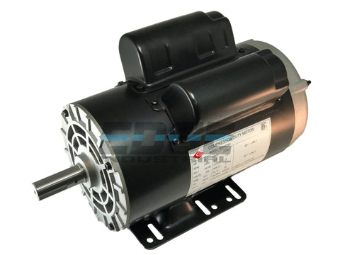 Amazon 5HP compressor-duty electric motor with black housing, base-mounted, 7/8 in shaft