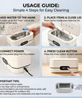 Pro Grade 45khz Ultrasonic Jewelry Cleaner That Cleans As A Whistle With Five Smart Timers And Auto Shutoff Big 400ml Stainless Steel Tub usage guide with steps for cleaning.
