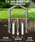 42 Inch Lawn Aerator Made From 304 Stainless Steel Rust Resistant Core Aeration Tool For Compacted Soil 3 Detachable Hollow Tines