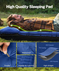 Person lying on 6 Inch Thick Camping Sleeping Pad With Built In Foot Pump in grass, showing durability, waterproof features.