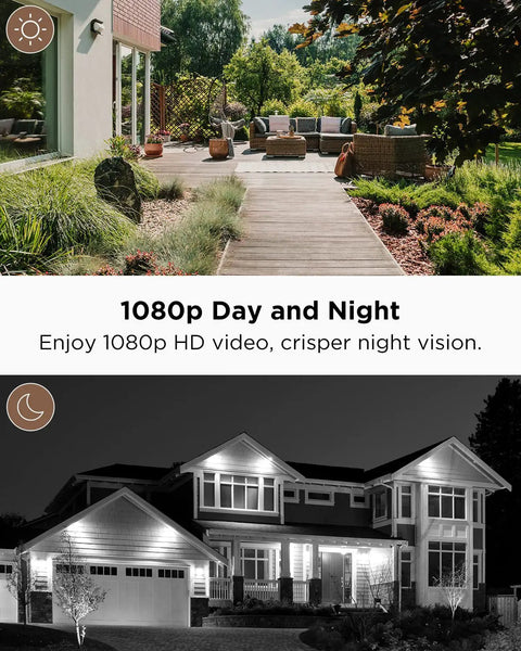 "Day and night view using Wireless WiFi Video Doorbell Camera With Chime, 1080P HD, Night Vision, IP65 Weatherproof"