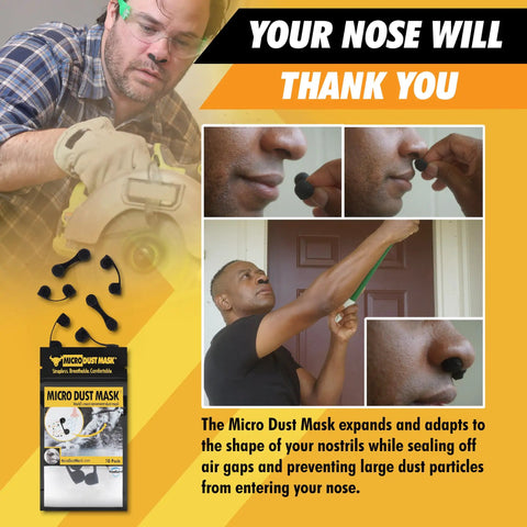 Dust Blocker Nose Filter Mask For Nose Personal Protective Disposable Dust Mask Breathable No Cap Comfort All Day For Woodworking Lawn Mowing Minor Construction Black 10 Pack used in various activities.