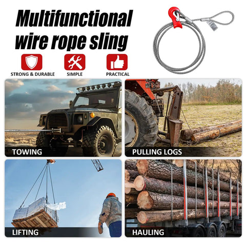 Heavy Duty Wire Rope Sling 0.5 Inch X 8.2 Feet Single Leg Choker Cable Rigging With Mechanical Flemish Loop Eyes Pro Grade Industrial Hauling Gear Built Like A Tank For The Daily Grind