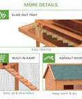 Big Ol Backyard Chicken Coop For Eight To Ten Hens With Nesting Boxes And Run In Bright Orange features slide-out tray, ramp, asphalt roof.