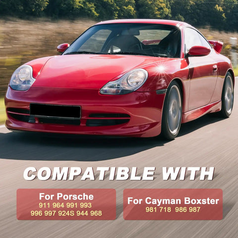 Red Porsche car compatible with heavy duty car jack pad adapters for Porsche 911 964 993 996 991 Cayman Boxster.
