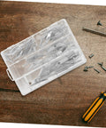 Heavy Duty Toggle Bolt Kit 32 Pcs With Metal Drywall Anchors And Butterfly Expansion Screws For Secure Fastening And Easy Installation Built To Handle Mirrors, Shelves, And Heavy Furniture. kit in case with screws and screwdriver