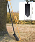 Narrow Trenching Spade With 56 Inch Long Handle, 4 Inch Wide V Shaped Blade for precise digging in tight spaces, displayed against tree.