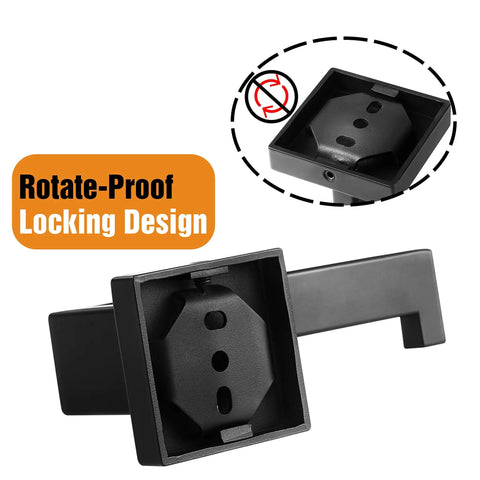 Rotate-proof lock design on matte black wall mounted toilet paper holder premium 304 stainless steel square toilet roll holder.