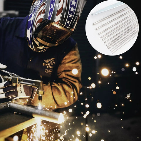 Welder using Pro Grade Welding And Carb Cleaner Kit With 12 Wire Set Flat File And Torch Nozzle Tip Cleaner; 13 sizes visible