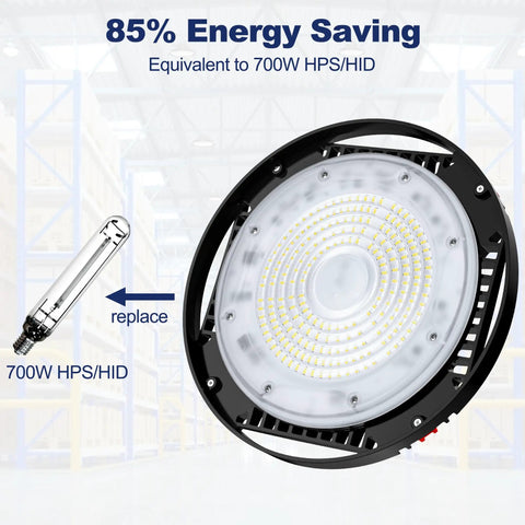 Beast Bright 160W LED High Bay Light replaces 700W HID, energy-saving for warehouse, garage, daylight aluminum fixture, ETL listed.