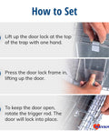 Instructions on setting up Medium One Door Live Catch Humane Trap For Rabbits Skunks Minks And Squirrels With Smooth Internal Edges