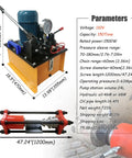 Intsunami 150 Ton Hydraulic Track Pin Press For Crawler Excavator Maintenance showing 110V copper motor and specifications.