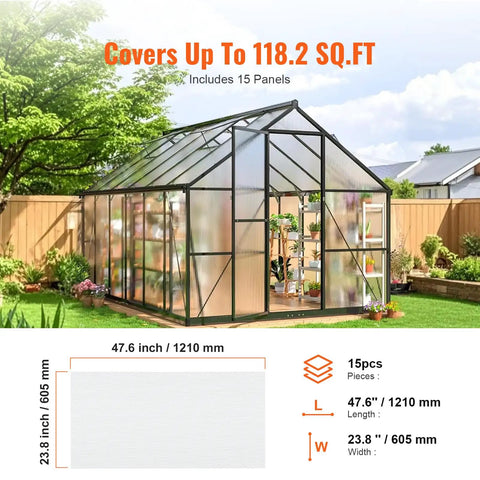 15 Pack Polycarbonate Greenhouse Roof Panels 2 By 4 Foot 0.24 Inch Thick Waterproof UV Protected Corrugated Clear Roofing Sheets For Greenhouse Garden