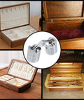 Brass Concealed Barrel Hinge Set For Cabinets And Jewelry Boxes With 180 Degree Opening Hidden Hinges For Wooden Boxes And Furniture 8mm Diameter Pack Of 8 Coshar shown in use on various wooden boxes