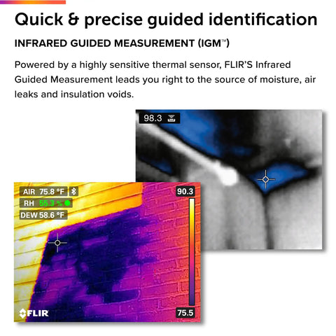 Thermal image showing moisture leaks with MR160 Imaging Moisture Meter With IGM Tech, 80x60 resolution display