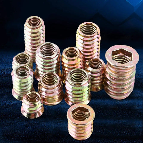 20 Piece M6 Screw In Nut Threaded Wood Inserts For Rock Solid Furniture Assembly Zinc Plated Hex Socket Kit No Sweat Install Heavy Duty Quick Repair Tool Set