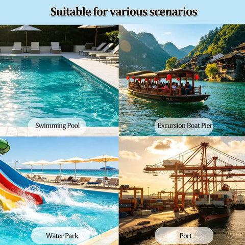 Heavy Duty Two Tier Pool Drying Rack With Swivel Casters For Easy Mobility displayed in swim area, suitable for pools, water parks, and excursions.