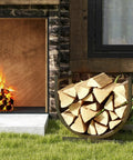 Indoor Firewood Rack And Log Holder For Fireside, Sturdy Steel Construction With Powder Coating, Large Capacity, by fireside