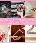 All In One 412 Piece Home And Auto Tool Set With Drawer Organizer And Case For Women And Men shown with tools in use.