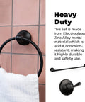 4 Piece Bathroom Hardware Set With 24 Inch Towel Bar Sleek Matte Black Finish Modern Round Design Wall Mount Kit With Towel Ring