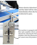 Close-up of photoelectric detection sensor on Desktop Conveyor Plane Labeling Machine 110V Plug And Play Adjustable Bottle Label Applicator.