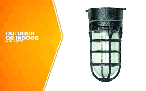 Vandal Resistant 150W Incandescent Security Light Ceiling Mount Hammered Black All Metal Die Cast Aluminum Construction