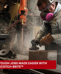 Worker using Extra Coarse Metal Rust And Paint Stripping Disc For Roloc Plus Attachment, 4 Inch By One Half Inch