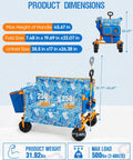 Heavy Duty 3 In 1 Love Seat Wagon Cart With Detachable Cooler Bag Dual Seats For Two Adults 500 Lb Capacity illustrated dimensions