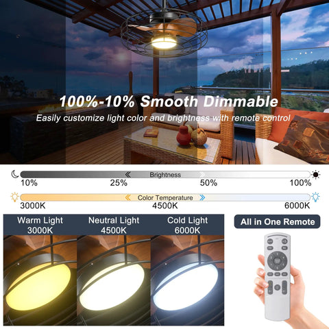 Plug And Play No Fuss Outdoor Ceiling Fan With Lights 20 Inch Wet Rated Gazebo Fan With Remote And App Control Dimmable Hanging Patio Pergola Fan