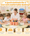 Teacher and children using Plastic Classroom Caddy With Handle Six Pack 4 Compartment Desk Organizer for art supplies