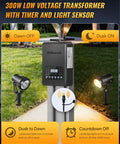 12 Pack Landscape Lights Kit With 300W Dual Zone Low Voltage Transformer 12V LED Landscape Lighting 3000K demonstration
