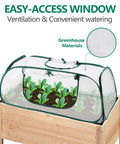 Pack Of 2 Garden Bed Covers 45 By 22 By 16 Inches Plastic Mini Greenhouses with seedlings and easy-access window on wooden bed
