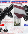 Comparison of black stability brackets for Heavy Duty 5 Ft Stainless Steel Flag Pole Kit With No Tangle 360 Degree Rotation Windproof Outdoor Flag Holder.
