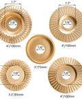 Five Piece Wood Carving Disc Set For Four Inch And Four And A Half Inch Angle Grinders With Seven Eighth Inch Arbor Grind Wheels