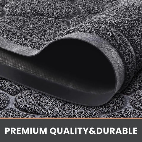 Close-up of PVC texture on Non Slip Indoor Outdoor Door Mat 24x36 Inch, Low Profile Durable Front Door Welcome Mat, Grey