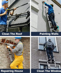 Four uses of No Fuss Collapsible Aluminum Telescoping Ladder 10.5 Ft With Locking System: roofing, painting, repairing, window cleaning