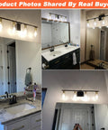 4 Light Bathroom Vanity Light Fixture Modern Black And Gold Sconce Wall Lights Over Mirror With Clear Glass Shades