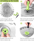 Steps to assemble Vegetable Steamer Basket For Cooking Stainless Steel Folding Expandable Steaming Insert With Extendable Handle.