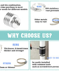 Infographic of six piece stainless steel hose clamp set for ducts and air venting, highlighting rust proof 304 grade clamps.