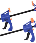 Woodworking Bar Clamps 4 Inch Set of 2 Quick Release One Handed Clamps With Hardened Steel Bar And Soft PVC Pads For Small DIY Projects 65 Lb Clamping Force Blue