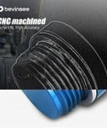 CNC machined Heavy Duty Billet Aluminum Engine Oil Thermostat Housing Plug for BMW, anodized blue, close-up view