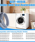Beefed Up DC97 18094B Washer Door Boot Seal Gasket Replacement shown next to Samsung front-load washing machine in laundry room